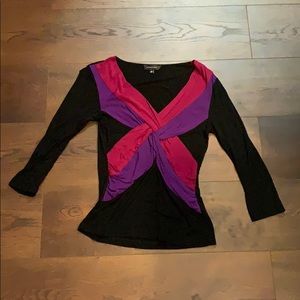 Purple, magenta, and black shirt